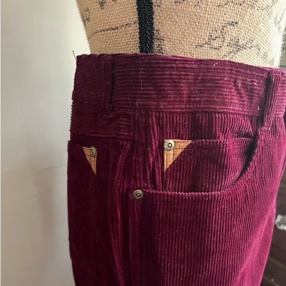 Vintage Jordache Corduroy Pants Cranberry High Rise Bootcut 32L - Picture 7 of 17